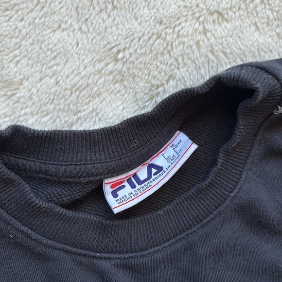 Fila Black Crewneck Sweatshirt | Bold Logo Streetwear Pullover Unisex Fit - Picture 4 of 5